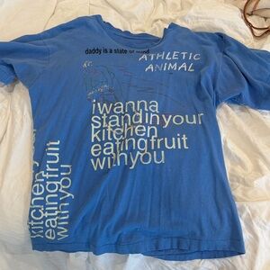 Blue Graphic Tee with Text